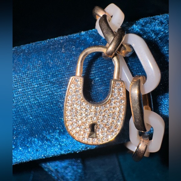 2 Michael Kors bracelet set rose pink and yellow gold tone bangle and Cuban link - Picture 3 of 12